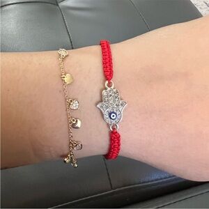 Handmade adjustable bracelet red with Evil Eye charm